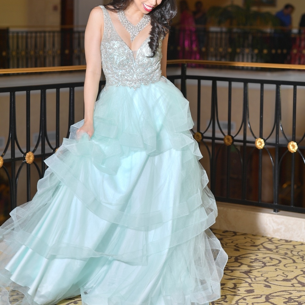 NWOT V-neck embellished gown